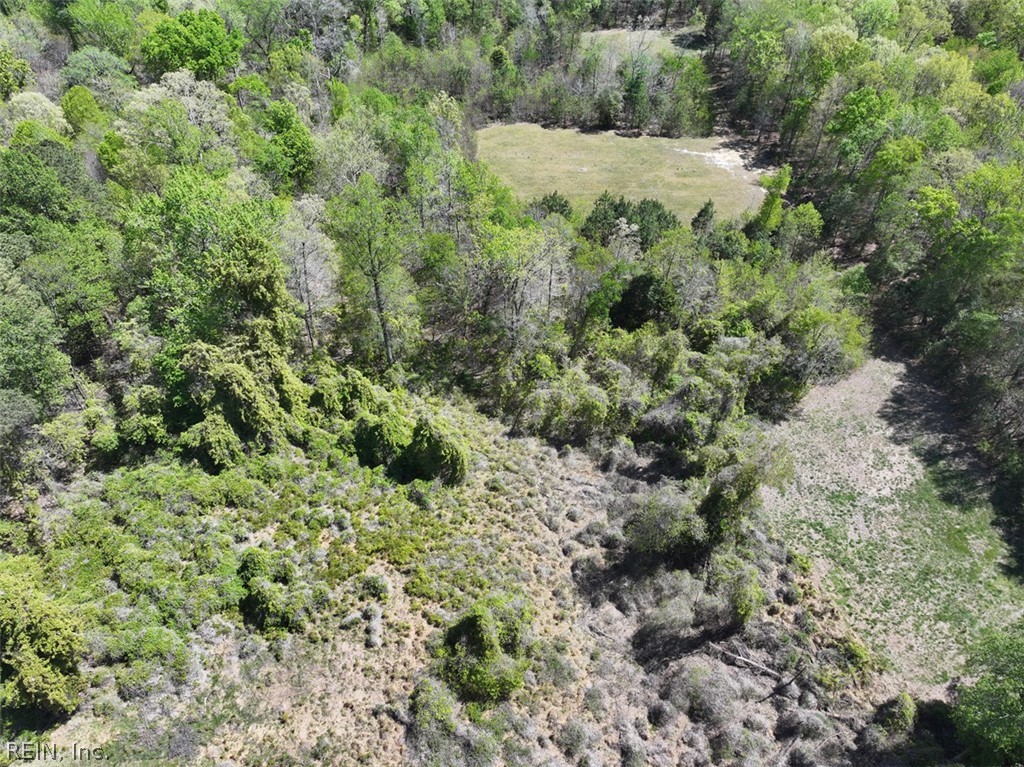 Aerial photo of wooded lot