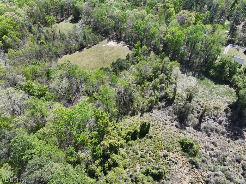 Aerial photo of wooded lot